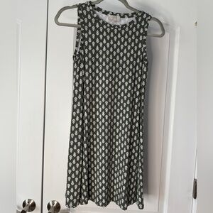 LOFT Petite Green and White Patterned Mini Dress